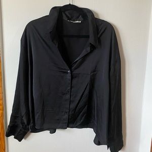 Abercrombie 90s Cropped Satin Shirt